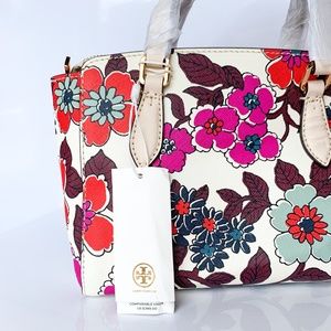 Tory Burch Emerson Floral Printed Zip Top Tote